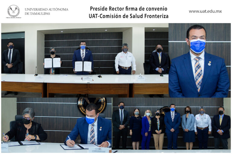 Preside Rector firma de convenio UAT-Comisión de Salud Fronteriza