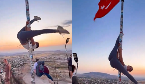 Turista provoca indignación en Turquía tras bailar pole dance en el asta de la bandera