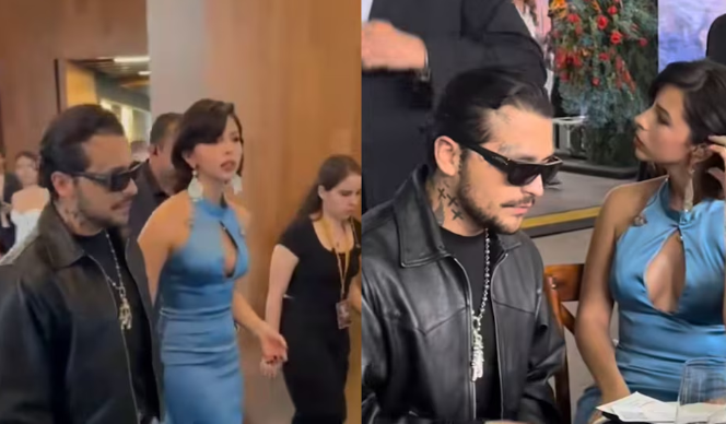 Christian Nodal y Ángela Aguilar acuden a evento con siete guardaespaldas, asegura Shanik Berman