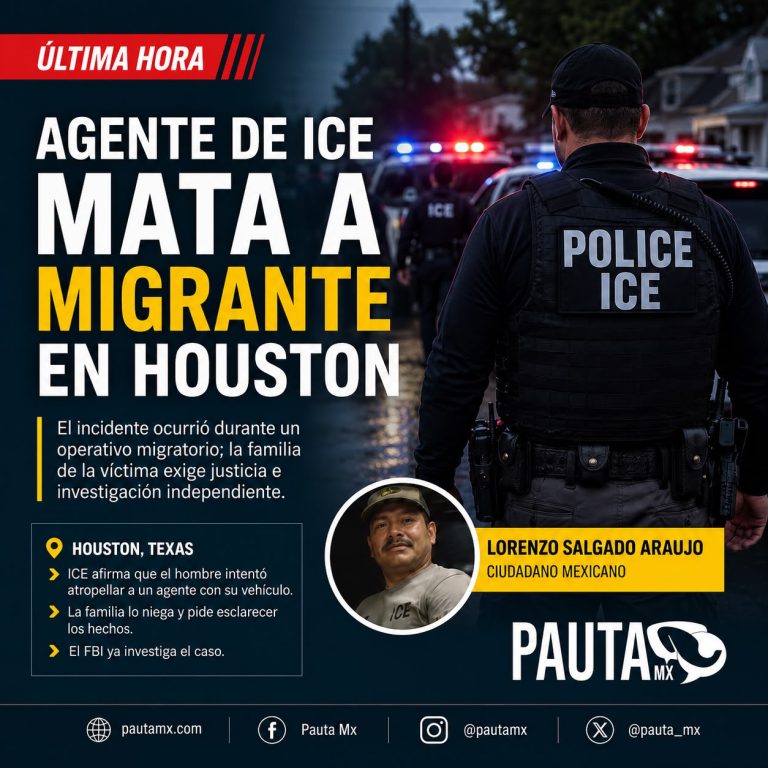 Agente de ICE dispara y mata a mexicano durante operativo migratorio en Texas Agente de ICE durante operativo en Houston donde murió un migrante mexicano.