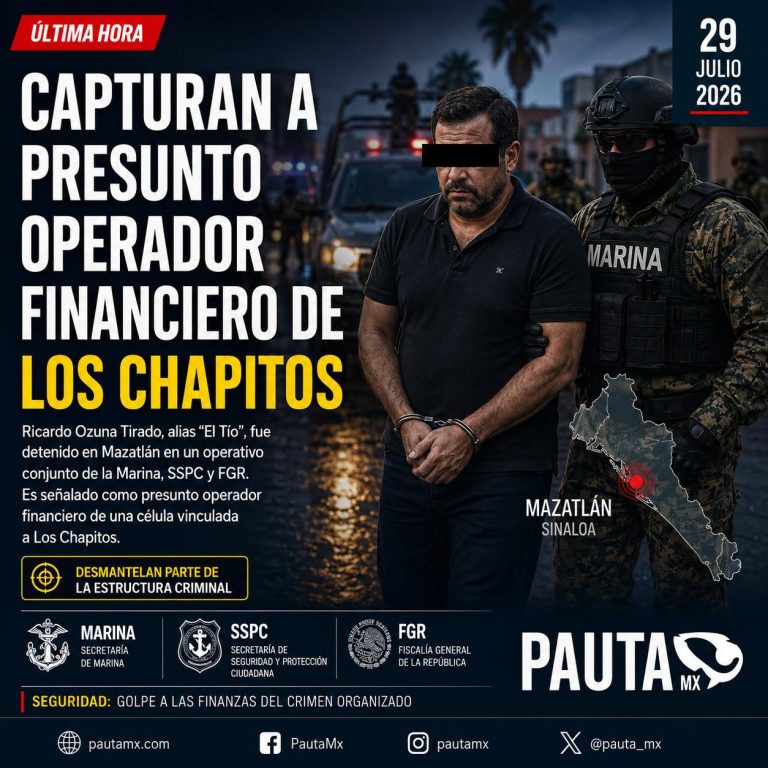 Capturan en Mazatlán a presunto operador financiero vinculado a Los Chapitos durante operativo federal