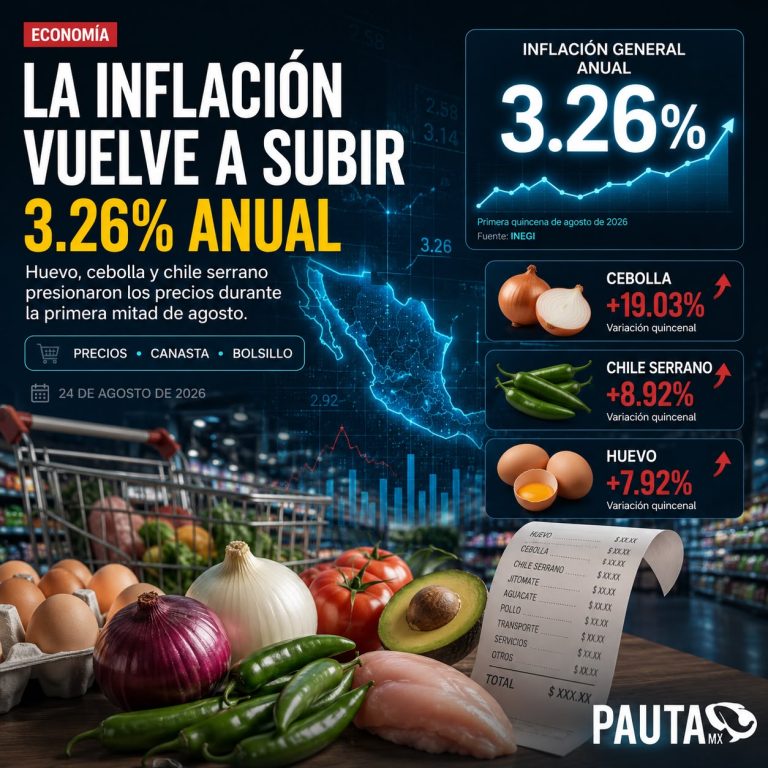 Inflación en México repunta a 3.26%: huevo, cebolla y chile serrano presionan el bolsillo