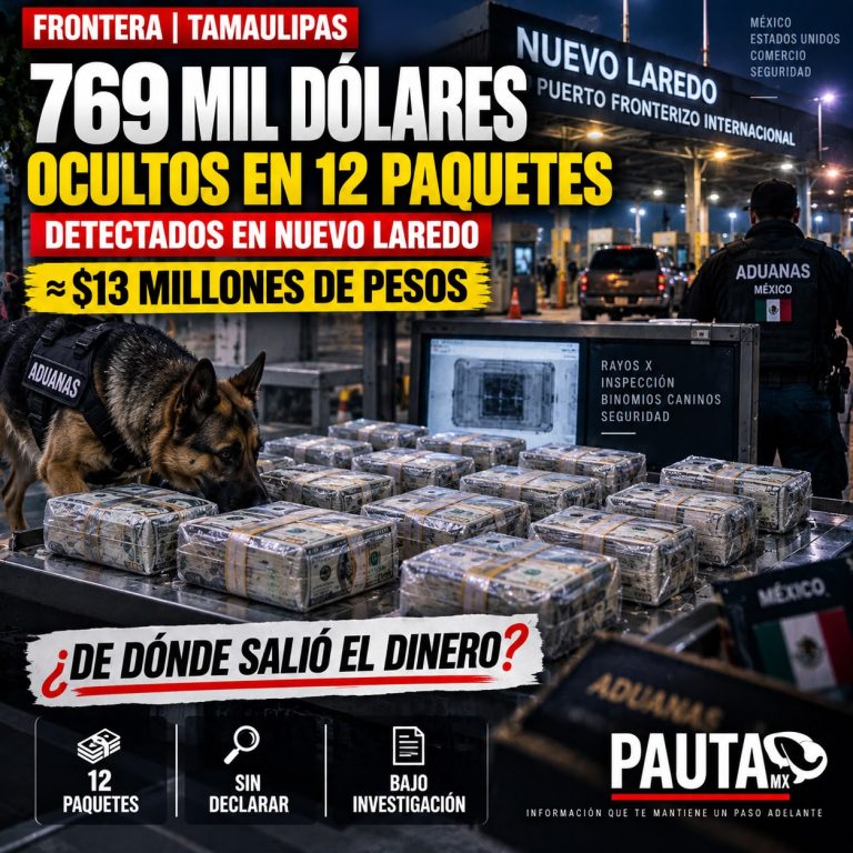 Aseguran 769 mil dólares en efectivo en Nuevo Laredo, Tamaulipas