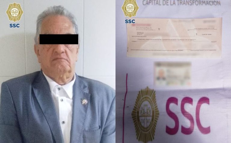 Detienen a adulto mayor en la CDMX; intentó cobrar cheque falso por 5 mdp