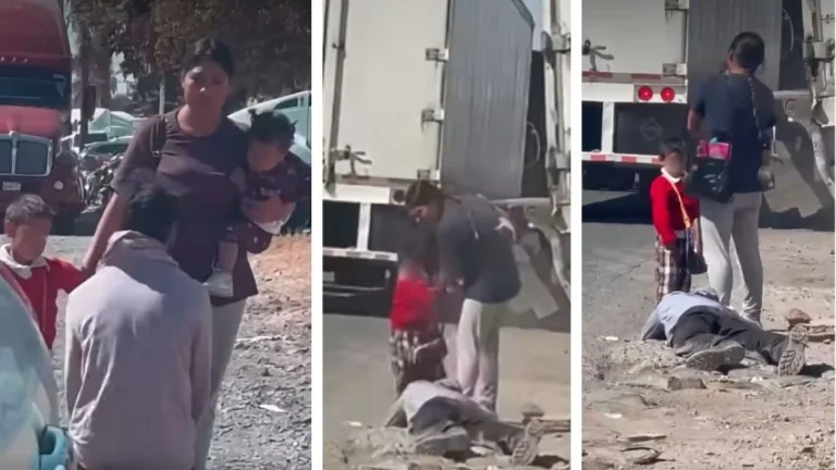 VIDEO: Hombre se arrastra en plena calle para evitar que su esposa lo abandone; su hijo presencia la escena